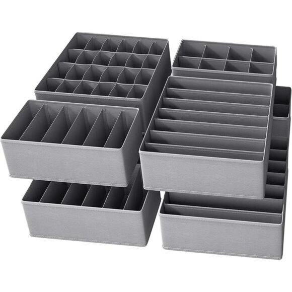 Foldable Dresser Drawer Organizer Set Underwear Sock Closet Storage Bins - Picture 1 of 6